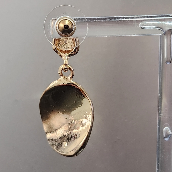 Gold Textured Drop Stud Earrings - Picture 6 of 6